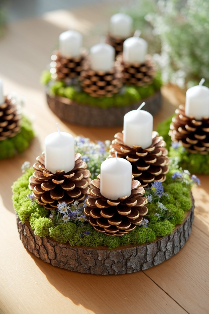 15 Beautiful Pine Cone Crafts For Every Season 5 Pine cone candle holder crafts