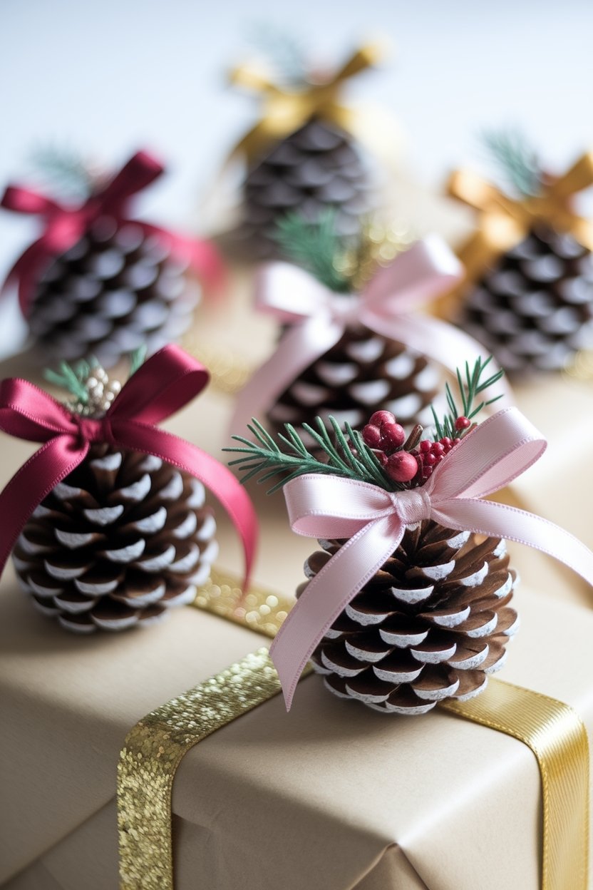 15 Beautiful Pine Cone Crafts For Every Season 16 Pine cone gift embellishments