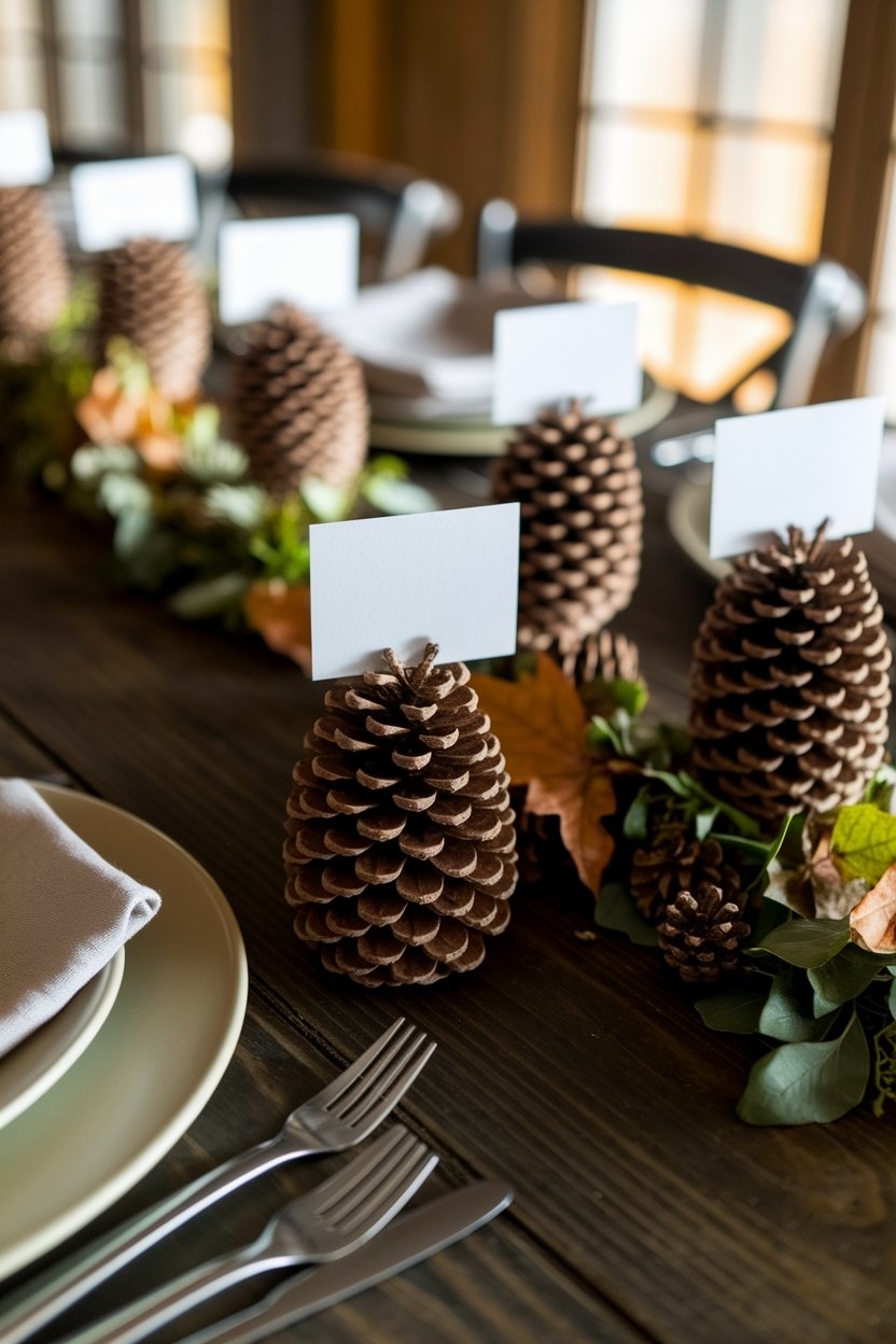 15 Beautiful Pine Cone Crafts For Every Season 12 Pine cone place card holders