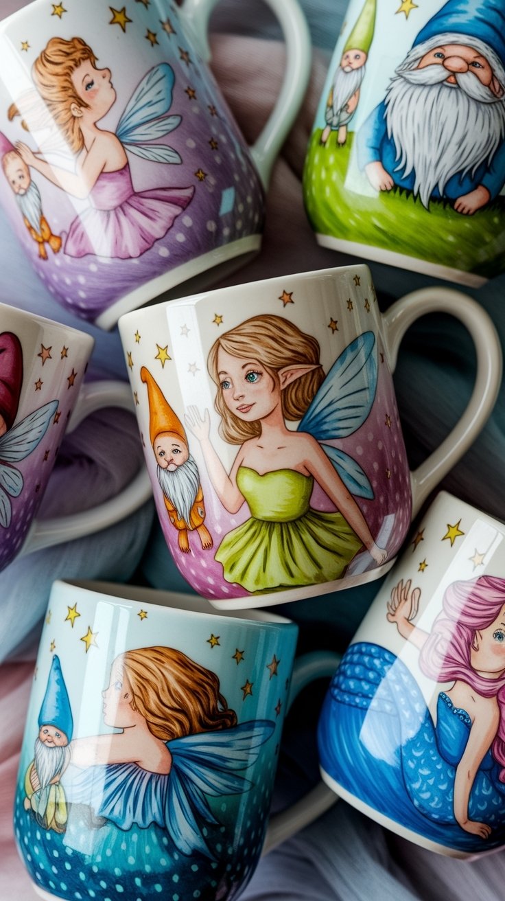 20 Beautiful Mug Painting Ideas 16 Playful fantasy character mugs
