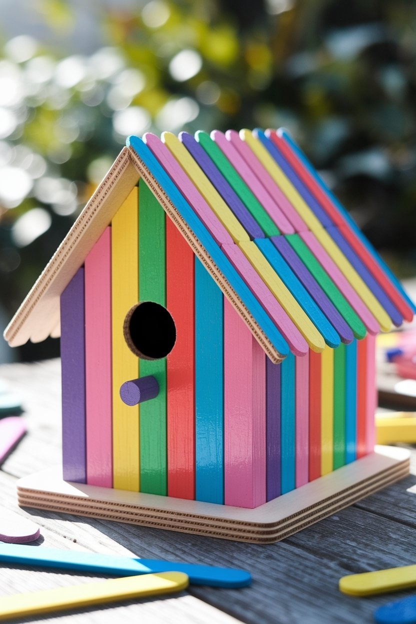 15 Creative Popsicle Stick Crafts For Kids And Adults 4 Popsicle stick birdhouse project