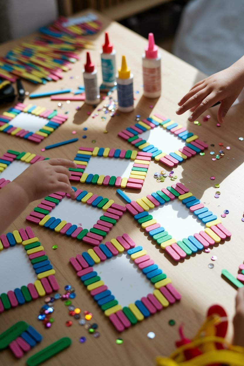15 Easy Kids Art Projects That Keep Them Busy For Hours 9 Popsicle stick frame decorations