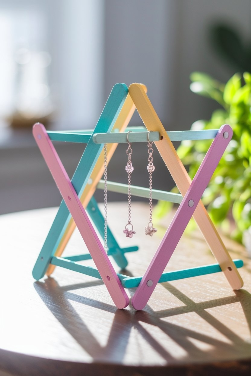 15 Creative Popsicle Stick Crafts For Kids And Adults 7 Popsicle stick jewelry organizer