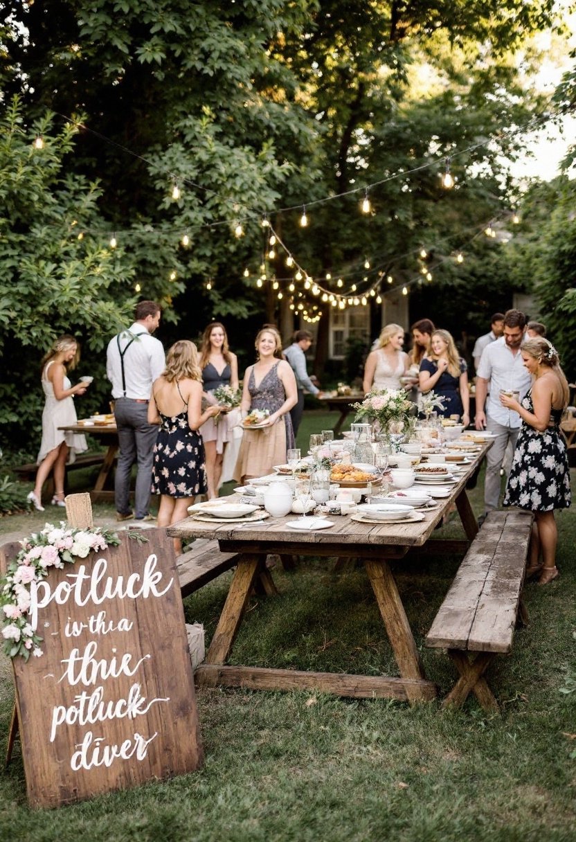 25 Backyard Wedding Ideas On A Budget 8 Potluck reception meal savings
