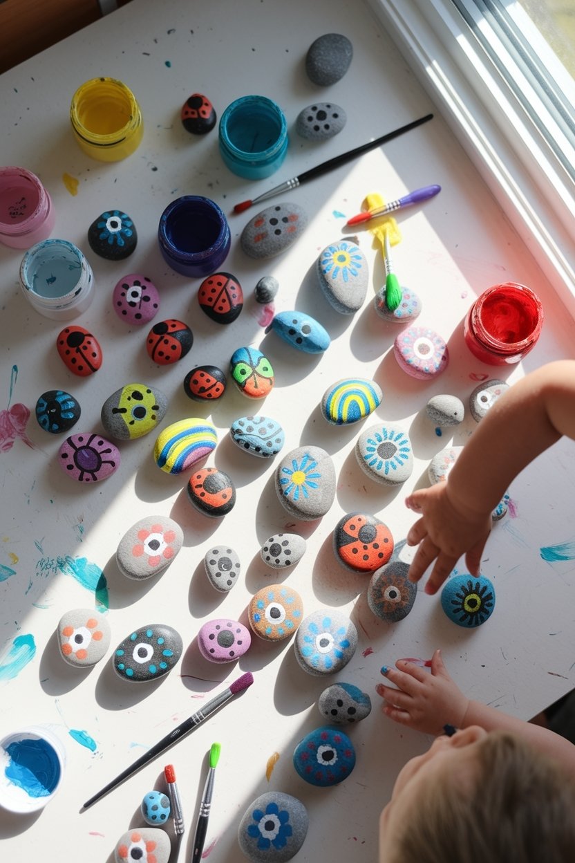 15 Easy Kids Art Projects That Keep Them Busy For Hours 7 Rock painting for kids