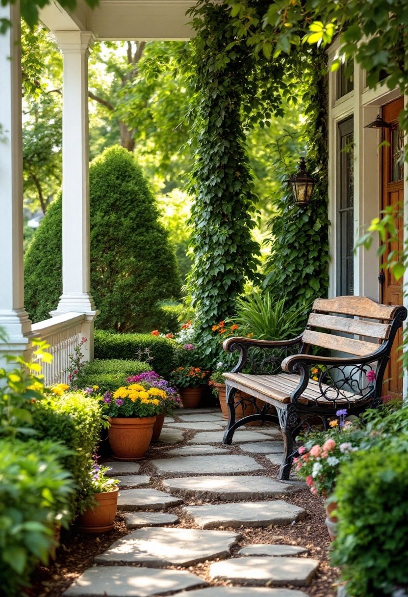 15 Front Porch Landscaping Ideas For Curb Appeal 5 Rustic charm enhances comfort