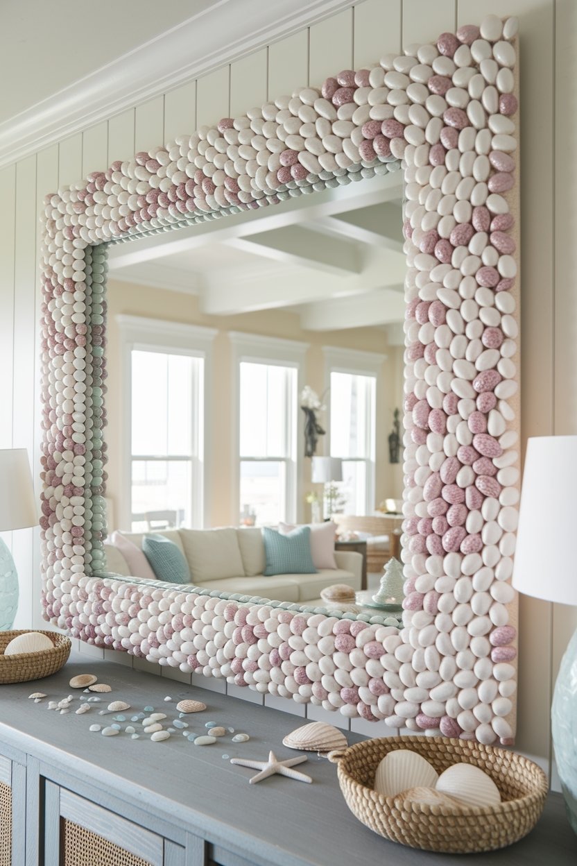 15 Stunning Seashell Crafts For Coastal Home Decor 5 Seashell mirrors brighten spaces