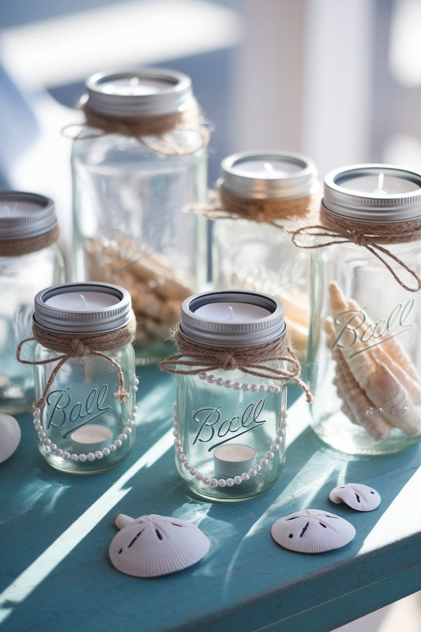15 Stunning Seashell Crafts For Coastal Home Decor 13 Seashells enhance jar storage