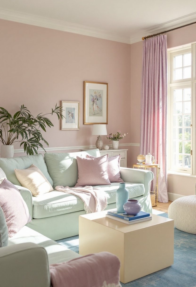 15 Must-Try Living Room Color Scheme Ideas 4 Soft pastel decor accents