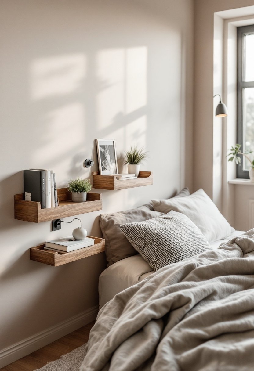 20 Small Bedroom Ideas To Maximize Space 15 Space saving bedside organization solution