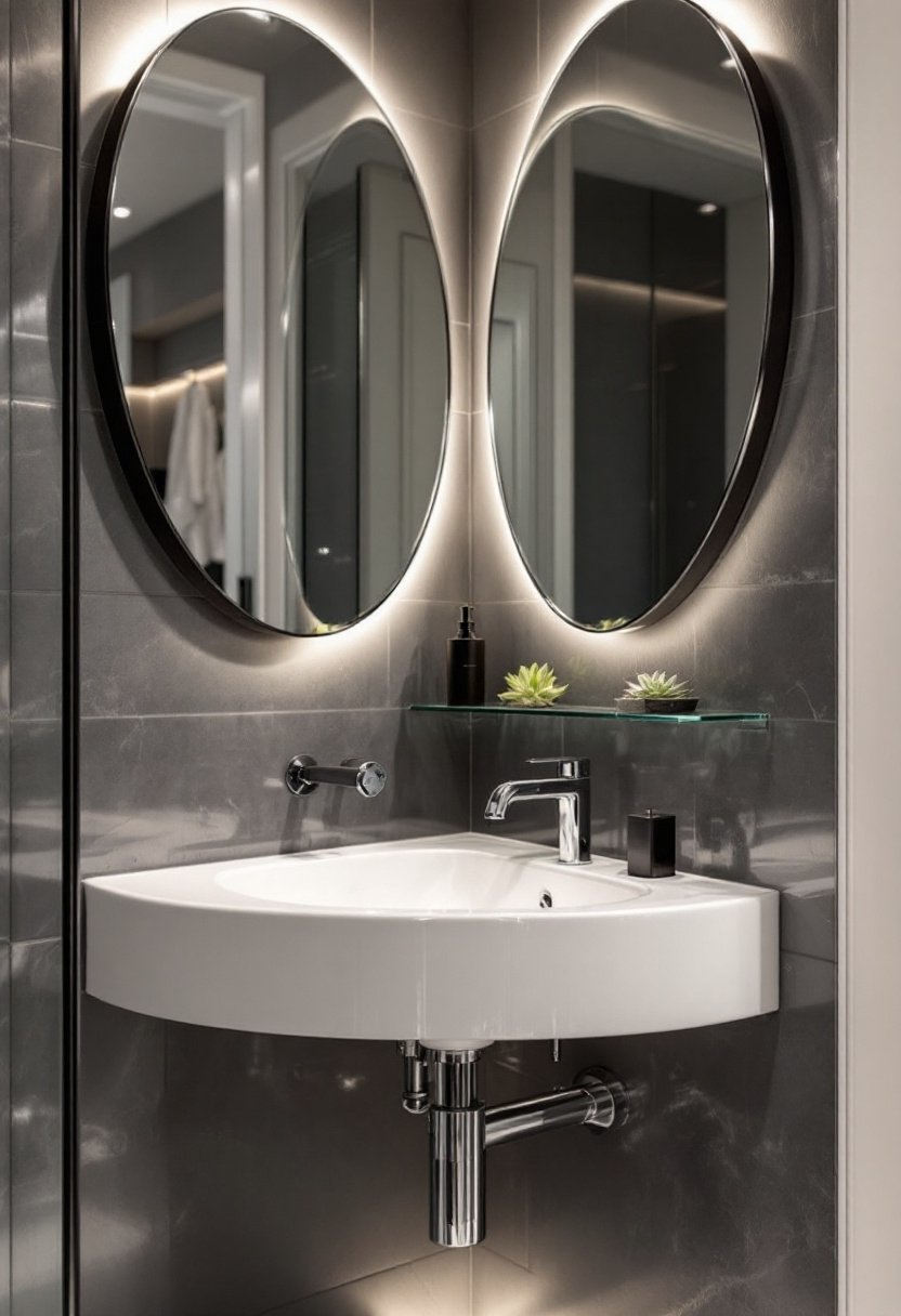 20 Tiny Bathroom Ideas That Wow 4 Space saving corner sink installation