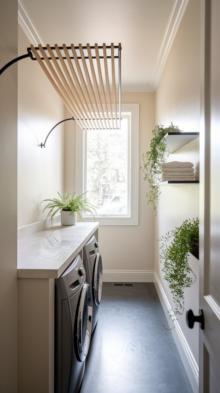 21 Inspiring Small Laundry Room Ideas 6 Stylish decorative drying rack