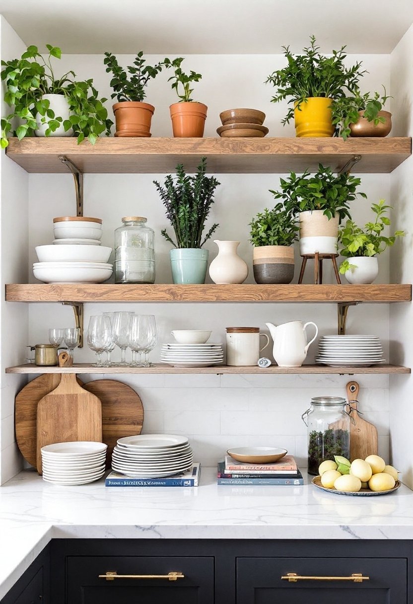 20 Stylish Kitchen Open Shelving Ideas 20 Stylish functional shelf arrangement