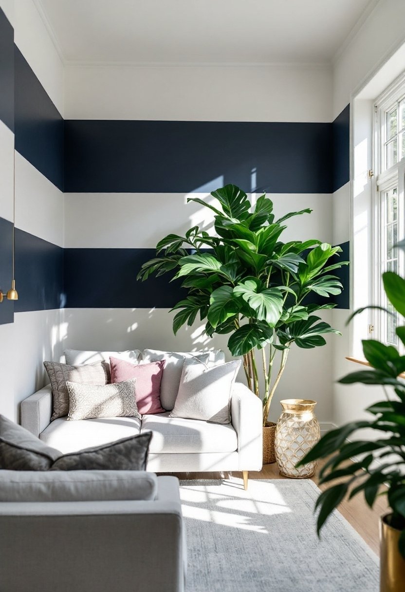 20 Stunning Living Room Wall Decor Ideas 20 Stylish painted wall stripes