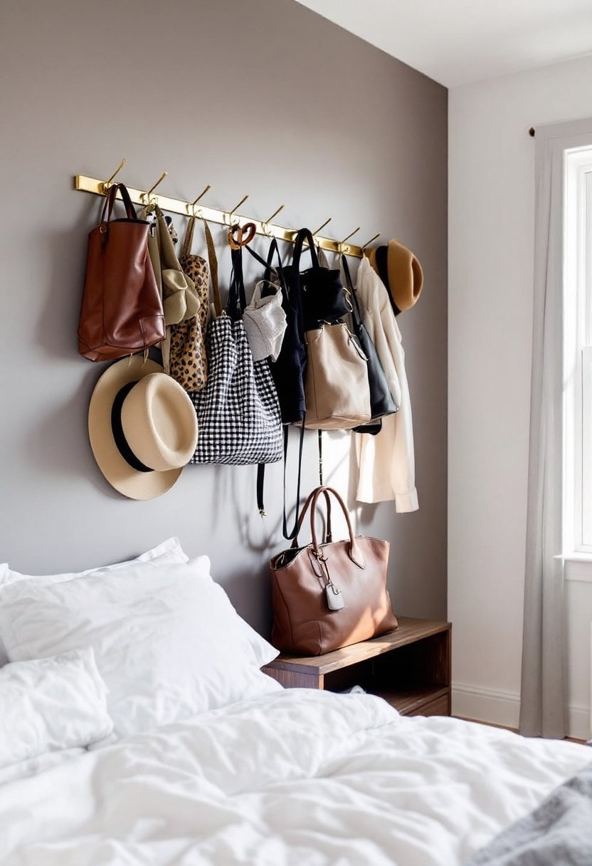 20 Small Bedroom Ideas To Maximize Space 16 Stylish wall hook organization