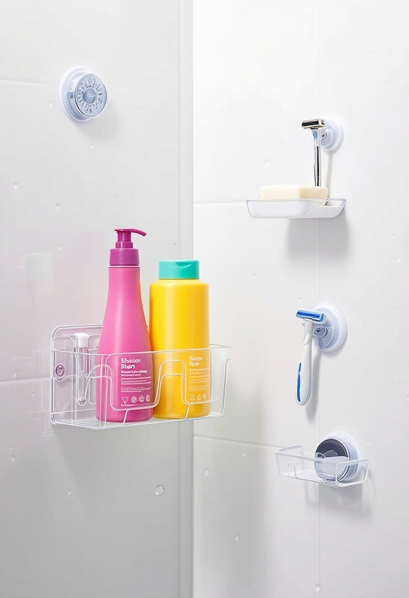 15 Clever Small Bathroom Storage Solutions 14 Suction cup shower organizers