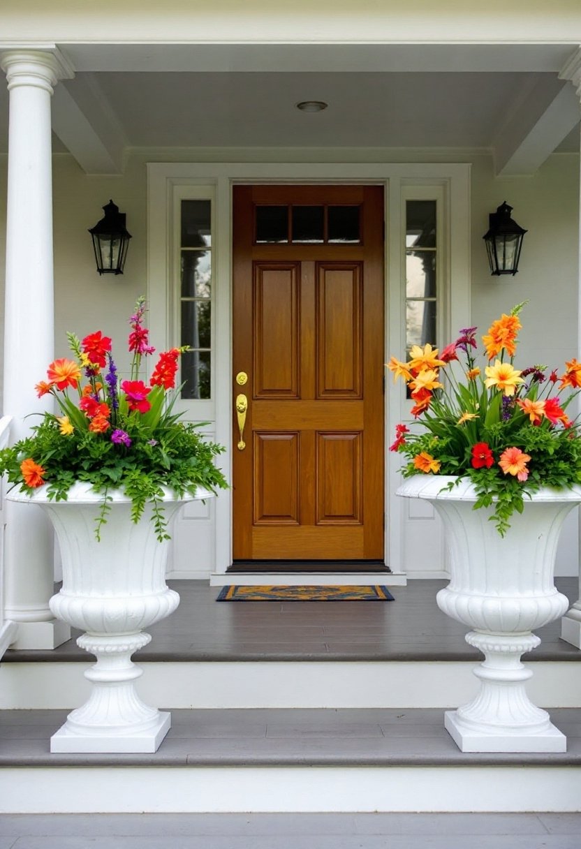 15 Front Porch Landscaping Ideas For Curb Appeal 7 Symmetrical matching planters design