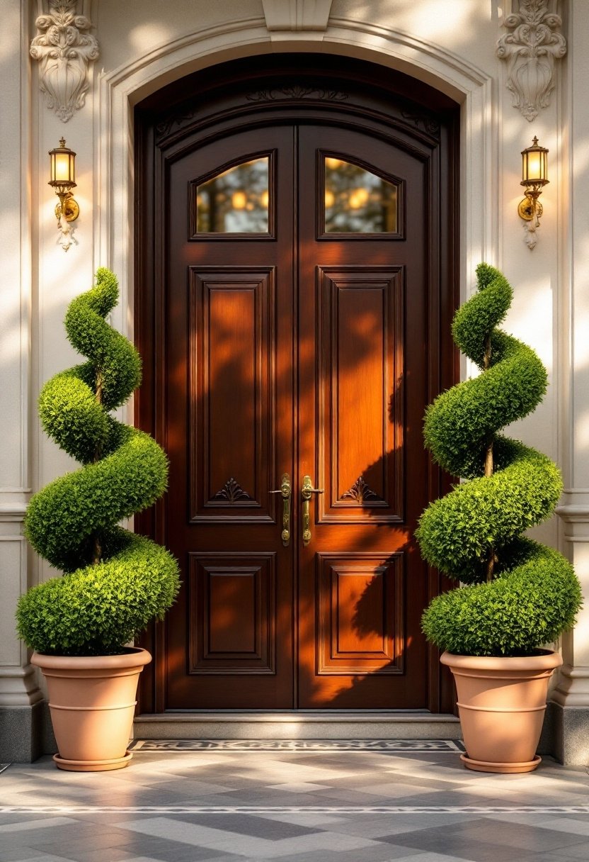 15 Beautiful Front Door Entryway Ideas 5 Symmetrical potted plant arrangements