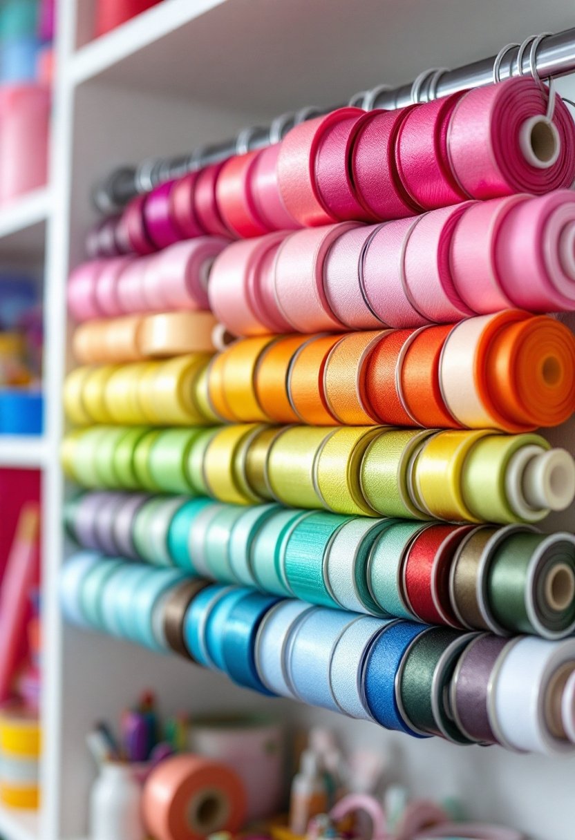 21 Craft Closet Organization Hacks You'Ll Love 7 Tension rod ribbon storage