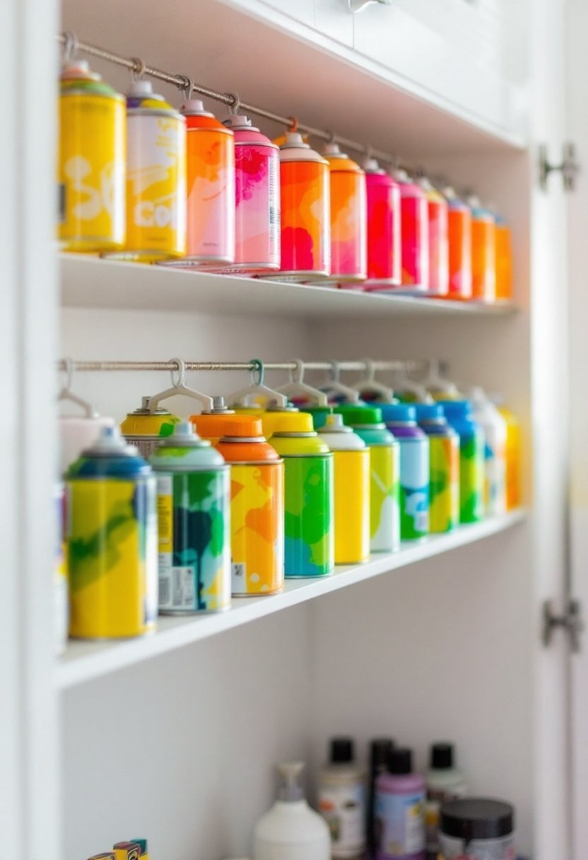 21 Craft Closet Organization Hacks You'Ll Love 14 Tension rods for spray paint