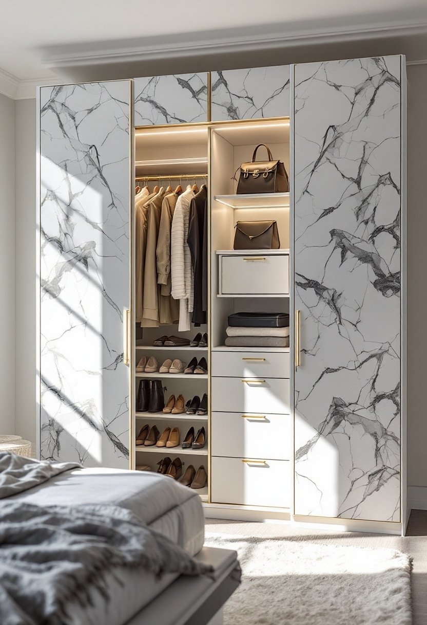 15 Ikea Pax Hacks For A Dream Closet 14 Transform closet with contact paper