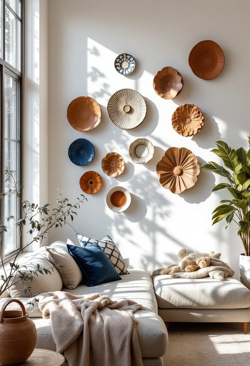 20 Stunning Living Room Wall Decor Ideas 19 Unique ceramic wall art