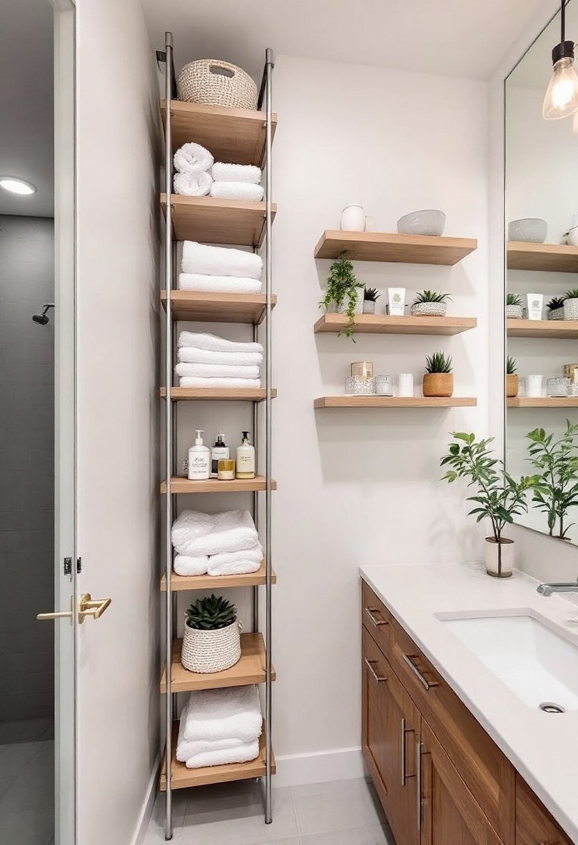 20 Tiny Bathroom Ideas That Wow 2 Utilize vertical wall storage