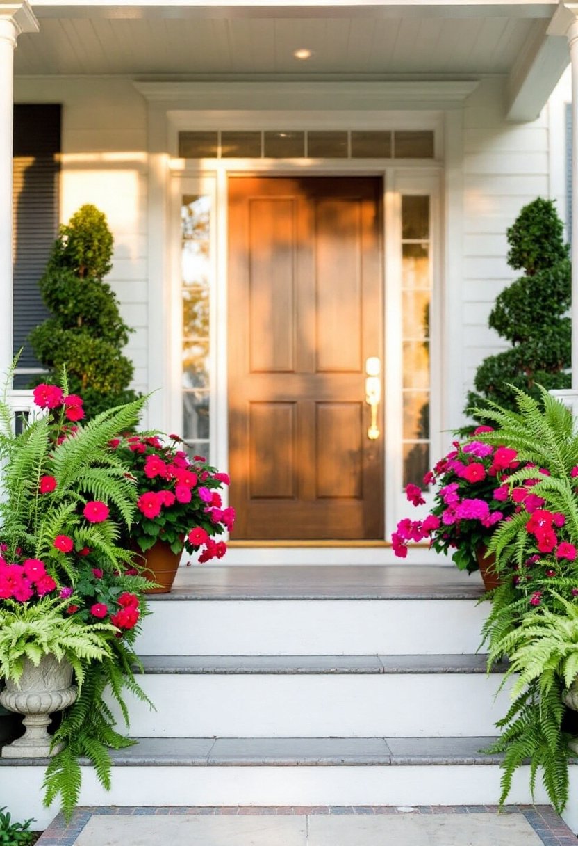 15 Front Porch Landscaping Ideas For Curb Appeal 3 Welcoming entryway with plants