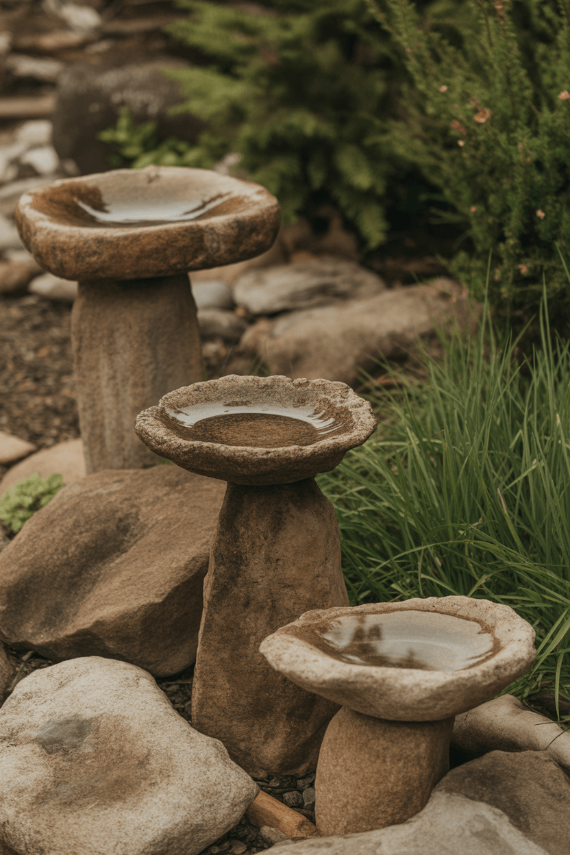 15 Garden Rock Art Ideas To Transform Your Outdoor Space 14 14. Rock bird baths