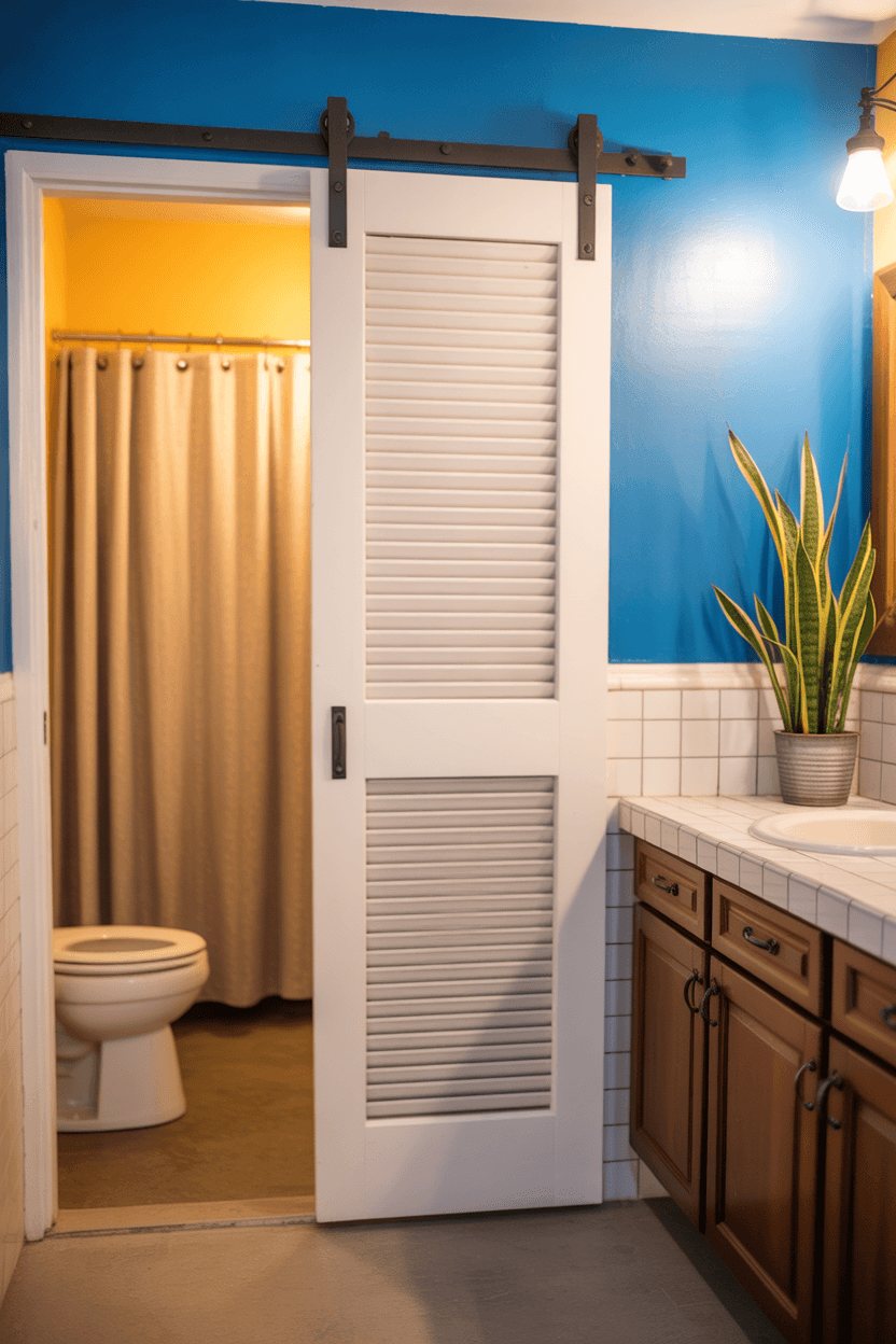 15 Small Powder Room Ideas To Maximize Style And Function 11 10. Use a sliding door
