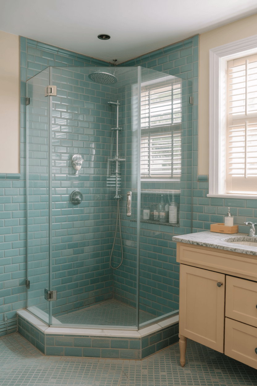15 Small Powder Room Ideas To Maximize Style And Function 14 13. Use a frameless glass shower door (if including a shower)
