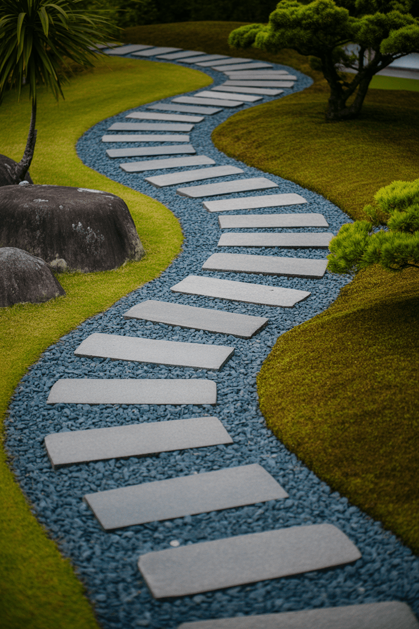 15 Small Japanese Garden Design Ideas To Transform Your Space 8 7. Design a curved pathway with stepping stones